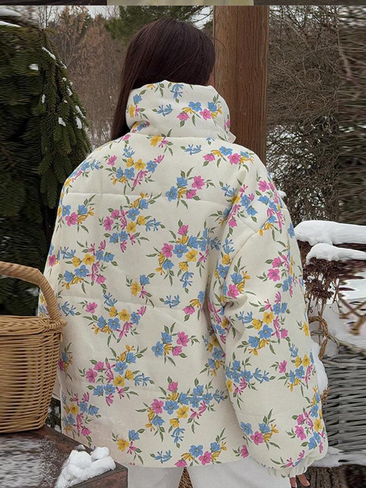 Женская теплая куртка с хлопковым наполнителем Женская тонкая пуховая куртка Женская куртка с лацканами на молнии с принтом модный стиль осень и зима