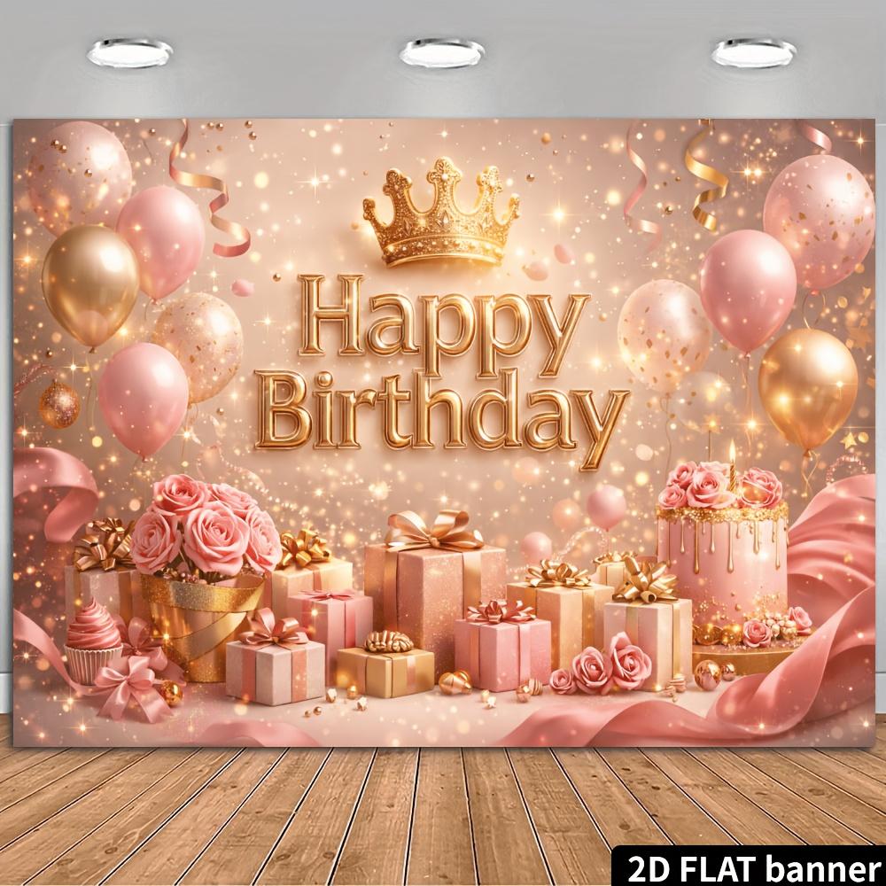 2D planar birthday celebration banner background - Gold-luxury theme, suitable for family gatherings and office celebrations