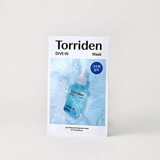 Torriden Маска для лица Dive Mask Pack 10 листов Официальный подлинный продукт Тканевая маска Гиалуроновая кислота Корейская косметика Увлажнение Заряд влаги Увлажняющая для сухой кожи Интенсивная
