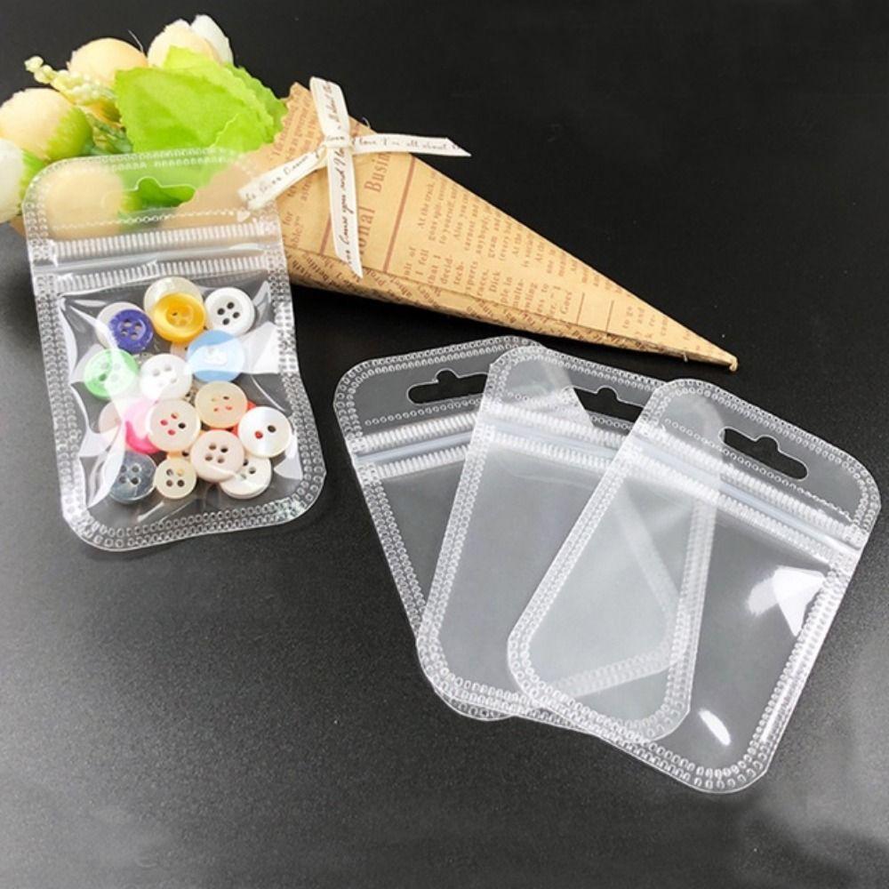 50Pcs Earrings Rings Necklace Display Plastic Organizer Bag Pouch Jewelry Packaging Bags
