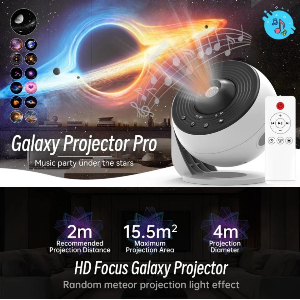 Galaxy Star Projector Night Light 360° Rotation HD Indoor Projection Lamp 13 в 1 Planetarium Projector для спальни с белым шумом
