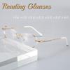 Luxury Diamond Cut Reading Glasses Rimless Women Presbyopia Anti Blue Light Finished Optical Eyewear Diopter +1.0 To +4.0