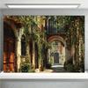 2D Romantic European Alley Backdrop, Old Town with Green Vines for Photoshoot