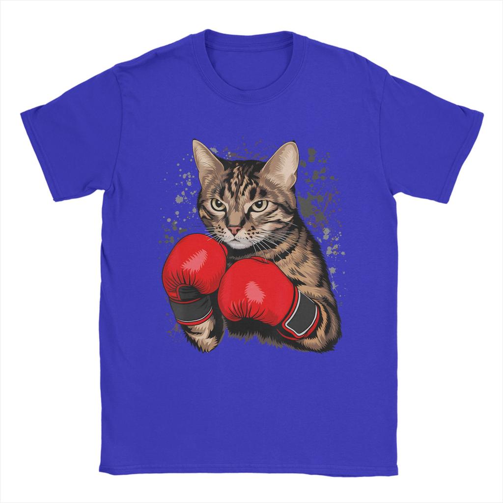 Cool Boxing Cat for Boxing Gloves and Cats Lovers T Shirt Unisex Pure Cotton T-Shirts Crew Neck Tee Shirt Short Sleeve Tops