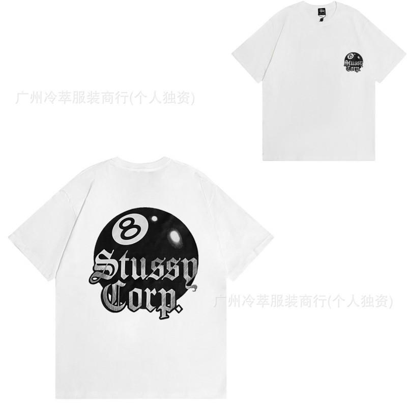 STU American Vintage Graphic T-Shirt Couples White Collection Short Sleeve Men Women Casual