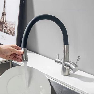 Кухонный кран-фильтр для воды из нержавеющей стали 304 с двойным изливом, кран-смеситель для чистой питьевой воды, для горячей и холодной воды, кухонный кран