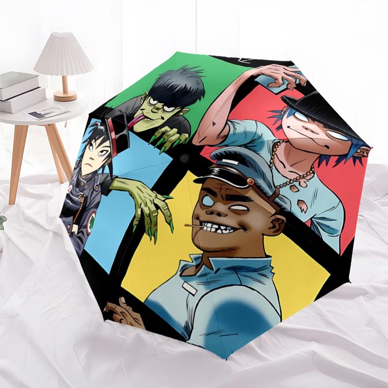 Складной зонт Gorillaz с принтом, для улицы, отдыха и путешествий, прочная ткань зонта, подарок на день рождения и праздник