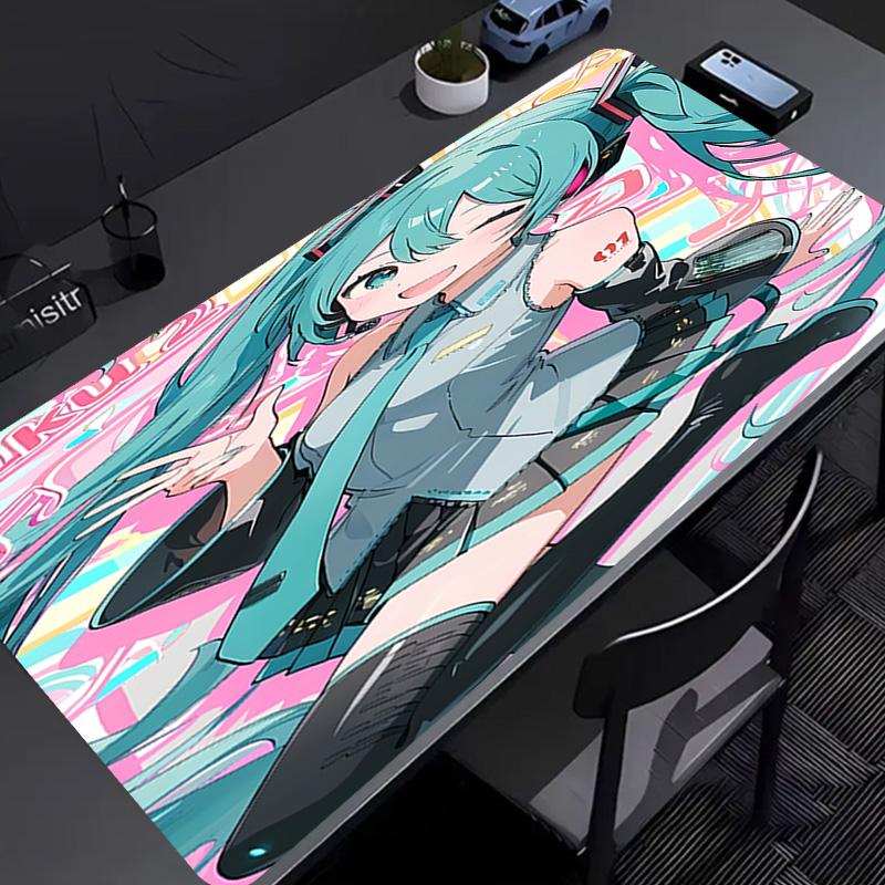 Коврик для мыши Hatsune Miku - Нескользящая резиновая основа, Гладкая поверхность для работы, игр, офиса и домашнего использования, Настольный коврик для мыши