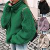 Women Solid Color Turtleneck Batwing Sleeve Knitted Sweater Loose Pullover Top