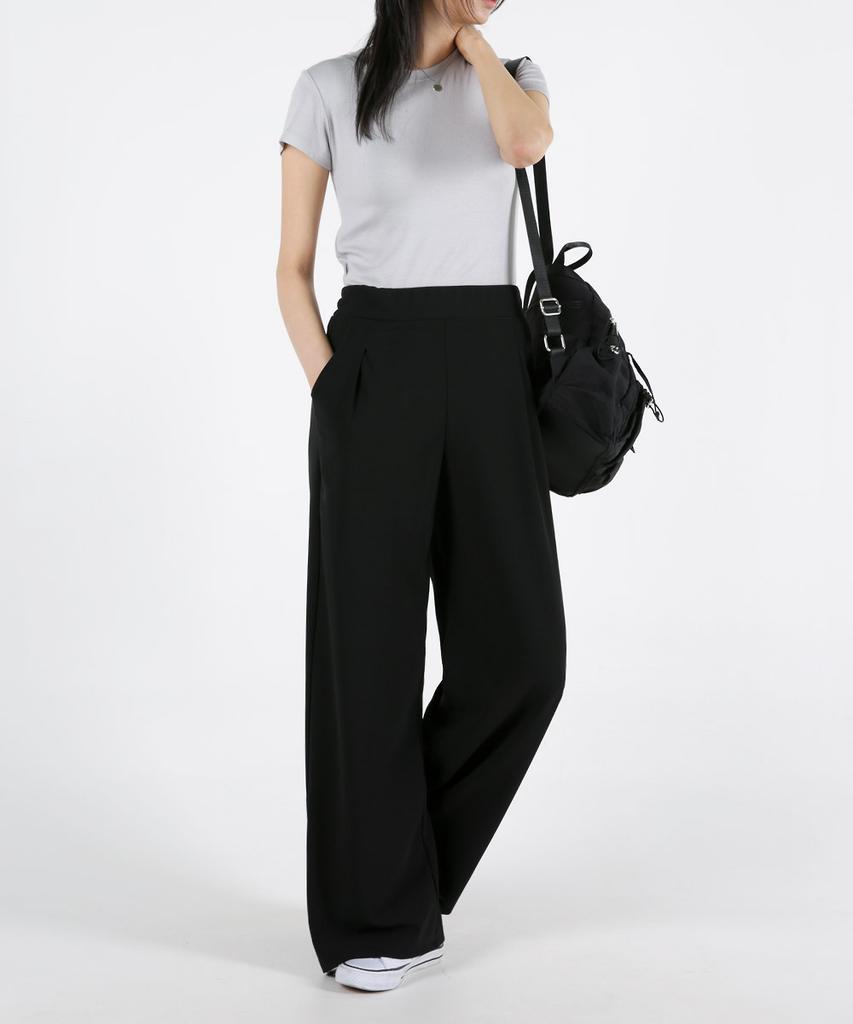 UMM Women'S Back Elastic Single-Pleat Wide Spandex Pants 2 Colors
