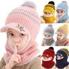Осенне-зимняя шапка-ушанка унисекс для девочек и мальчиков вязаная флисовая шапка милый детский шарф шапочки