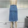 Юбки из денима для женщин, джинсы с высокой талией, потертым необработанным краем, юбка-клеш с карманами, летняя узкая юбка с разрезом и запахом