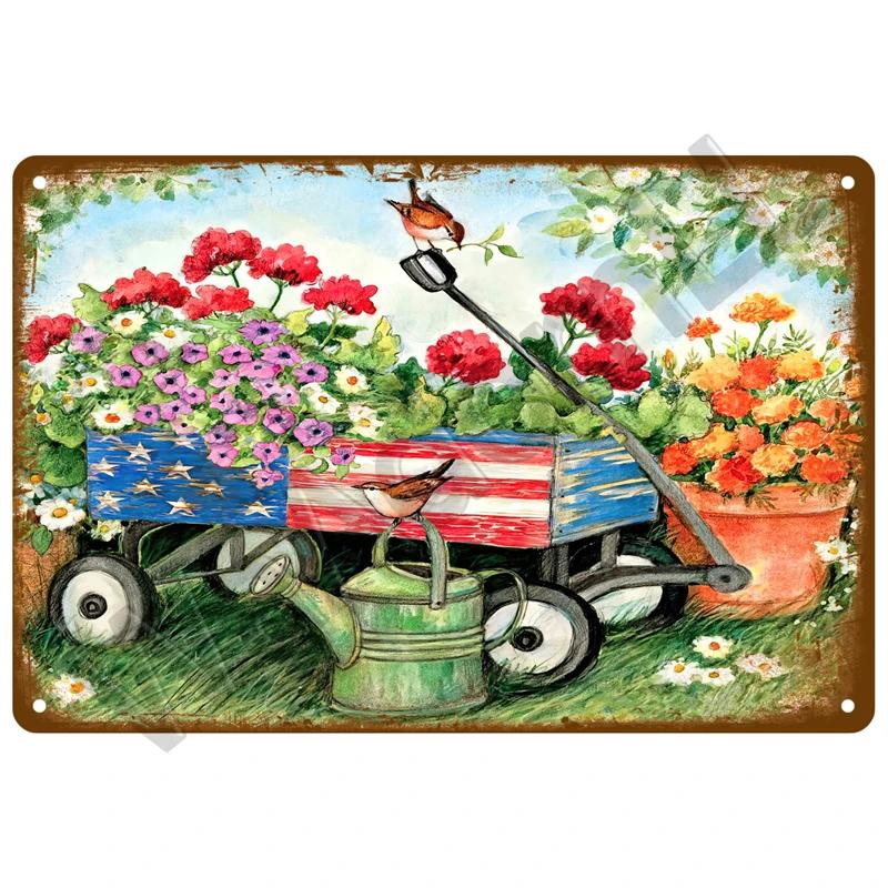 Vintage Metal Tin Sign Retro Cafe Garden Wall Art Home Decor Plaque for Room Farmhouse Painting Gift Perfect for Wall Mural D