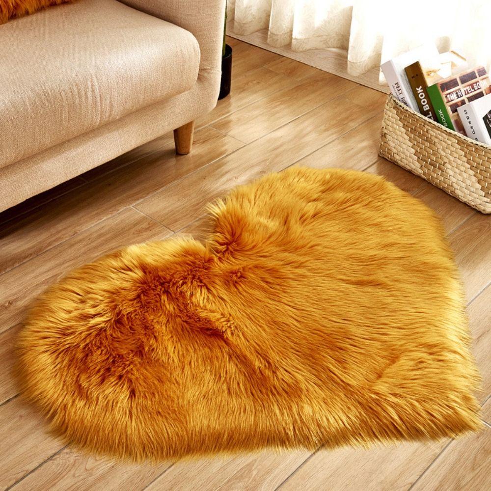 Bedroom Decorative Faux Wool Heart Shaped Carpet Chair Cover Floor Mats Sofa Cushion Seat Pad