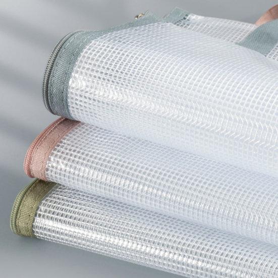 Transparent File Holder Zipper Bag with Handle PVC Waterproof Large Capacity Document Storage Bag Office Supplies