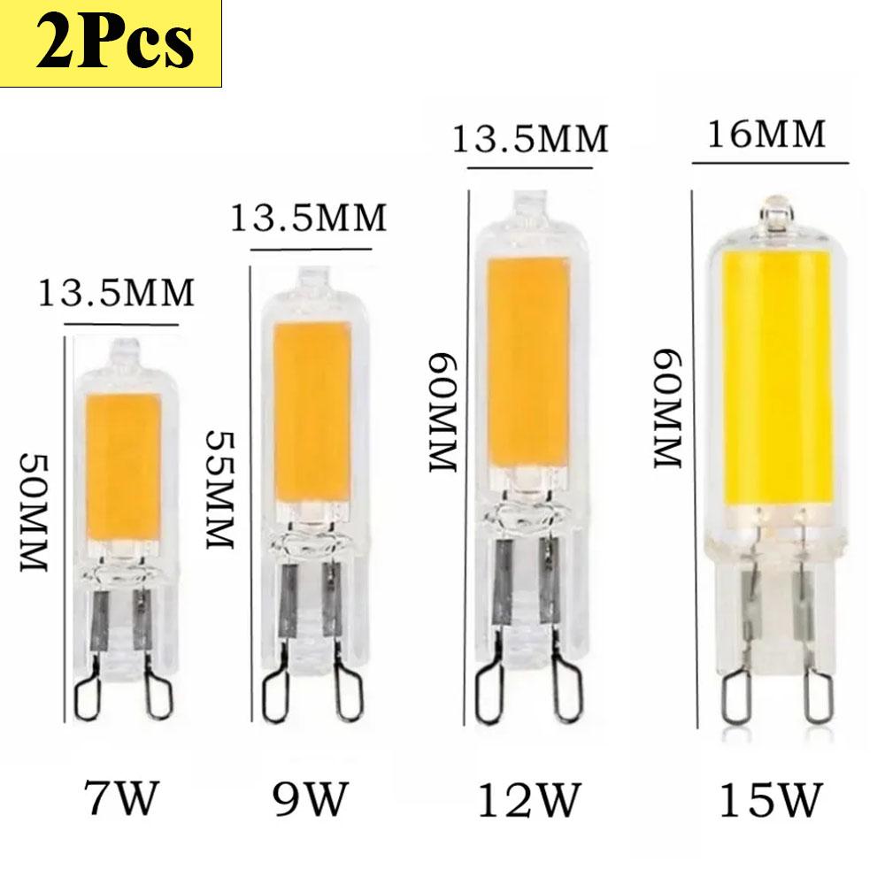 2 шт. G9 Сверхяркая светодиодная лампа 7 Вт 9 Вт 12 Вт 15 Вт AC 220 В/110 В стеклянная лампа постоянной мощности свет светодиодное освещение COB лампы оптом