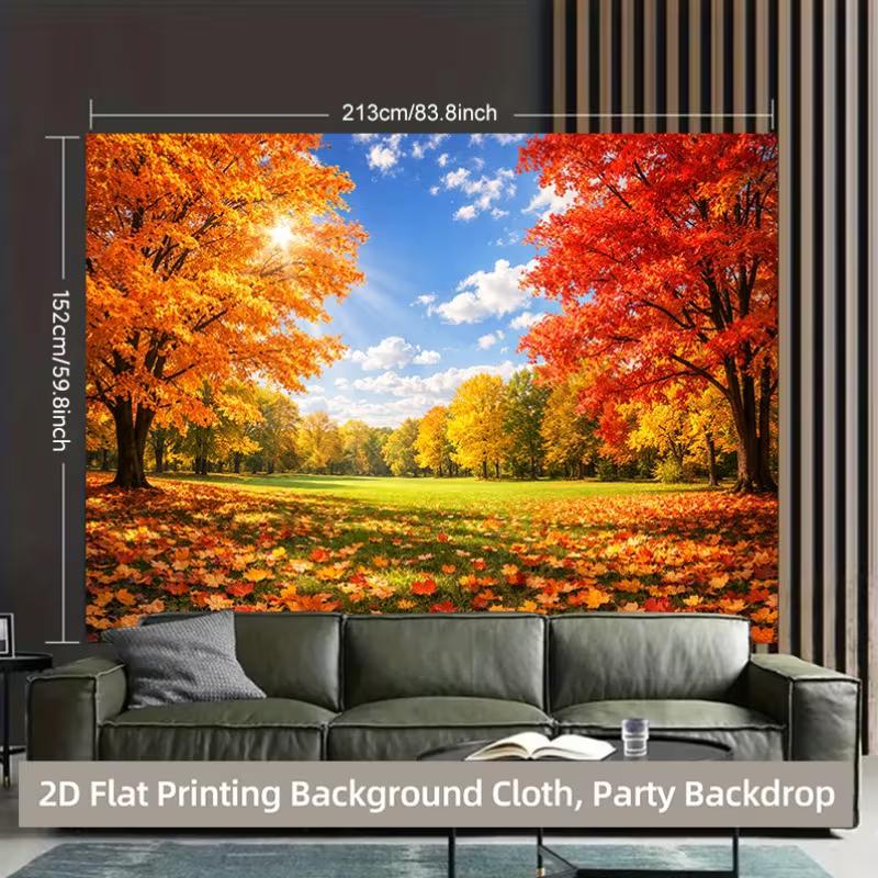 2D Vibrant Colorful Autumn Leaves Nature Backdrop Cloth