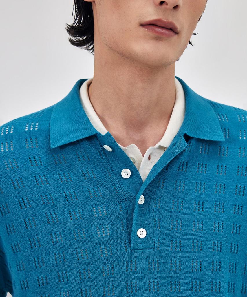 THEKNITCOMPANY Orea Scali Polo Shirt - Peacock Blue
