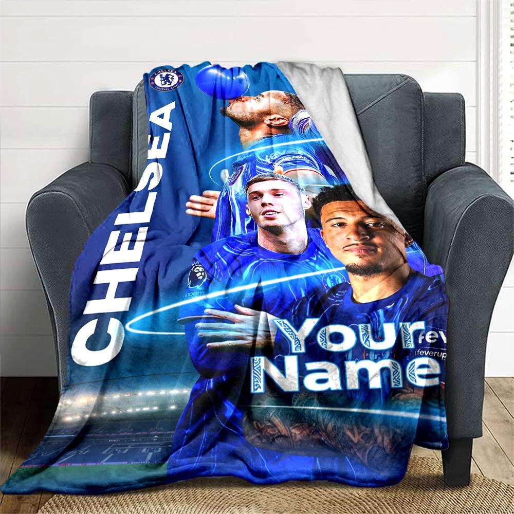 Chelsea Fc Football Player Personalized Name Blanket Lightweight Customizable Blanket Comfortable Suitable for Chair Living Room Picnics Office