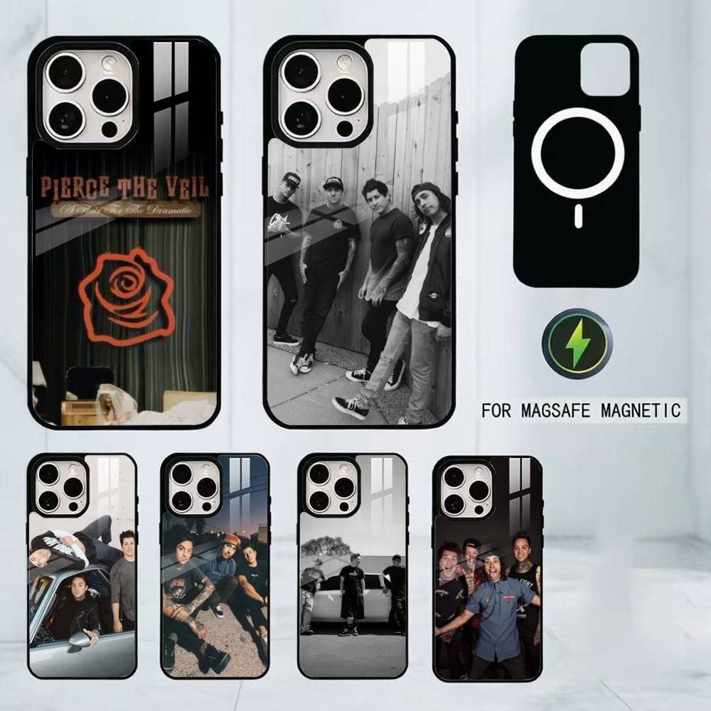 Чехол для телефона P-Pierce The Veil Band для iPhone 17, 16, 15, 14, 13, 12, 11 Plus, Pro, магнитный с Magsafe, для беспроводной зарядки