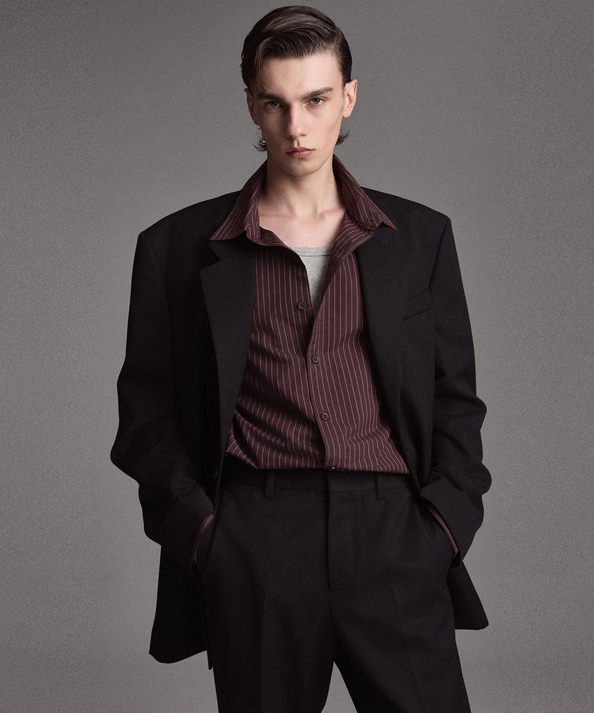 TNGT [Set] Oversized Wool Structure Jacket & Flare Fit Pants (Black) 0Tja6F101Bk