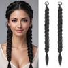 2Pcs Synthetic Long Twist Braid Ponytail Extensions Rubber Band Fake Braid Ponytail Braided for Women Girls Daily Wear Hair Accessories