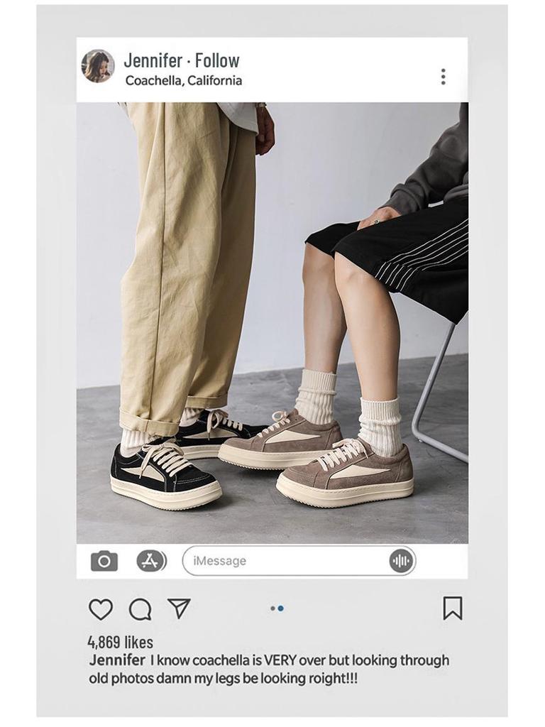 2024 Spring Dexun Suede Platform Sneakers for Men & Couples - Casual, Sporty, Height-Boosting Design