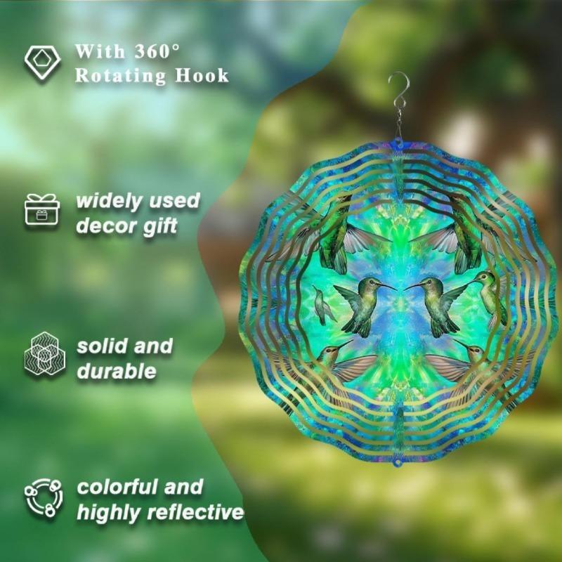 10-дюймовый подвесной ветряной спиннер с крючком на 360 градусов для декора балкона и сада, весенне-летнее уличное украшение, металлические колокольчики для дома