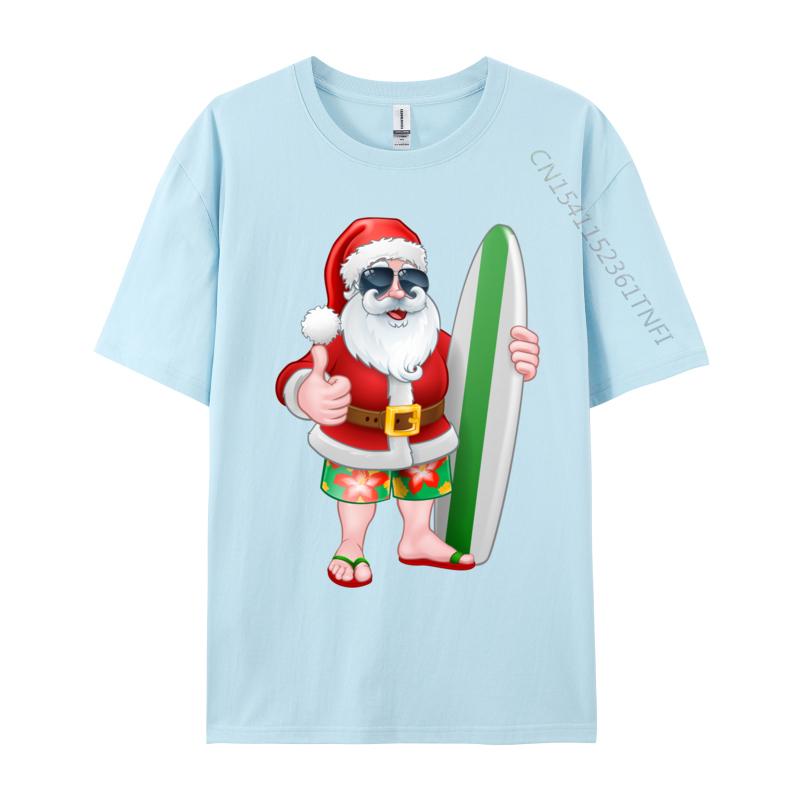Cool Santa Surfboard Shades Cartoon Comfortable T Shirt Company Cool Cotton Fabric Men T Shirt Hip Hop Tee Shirts Wholesale