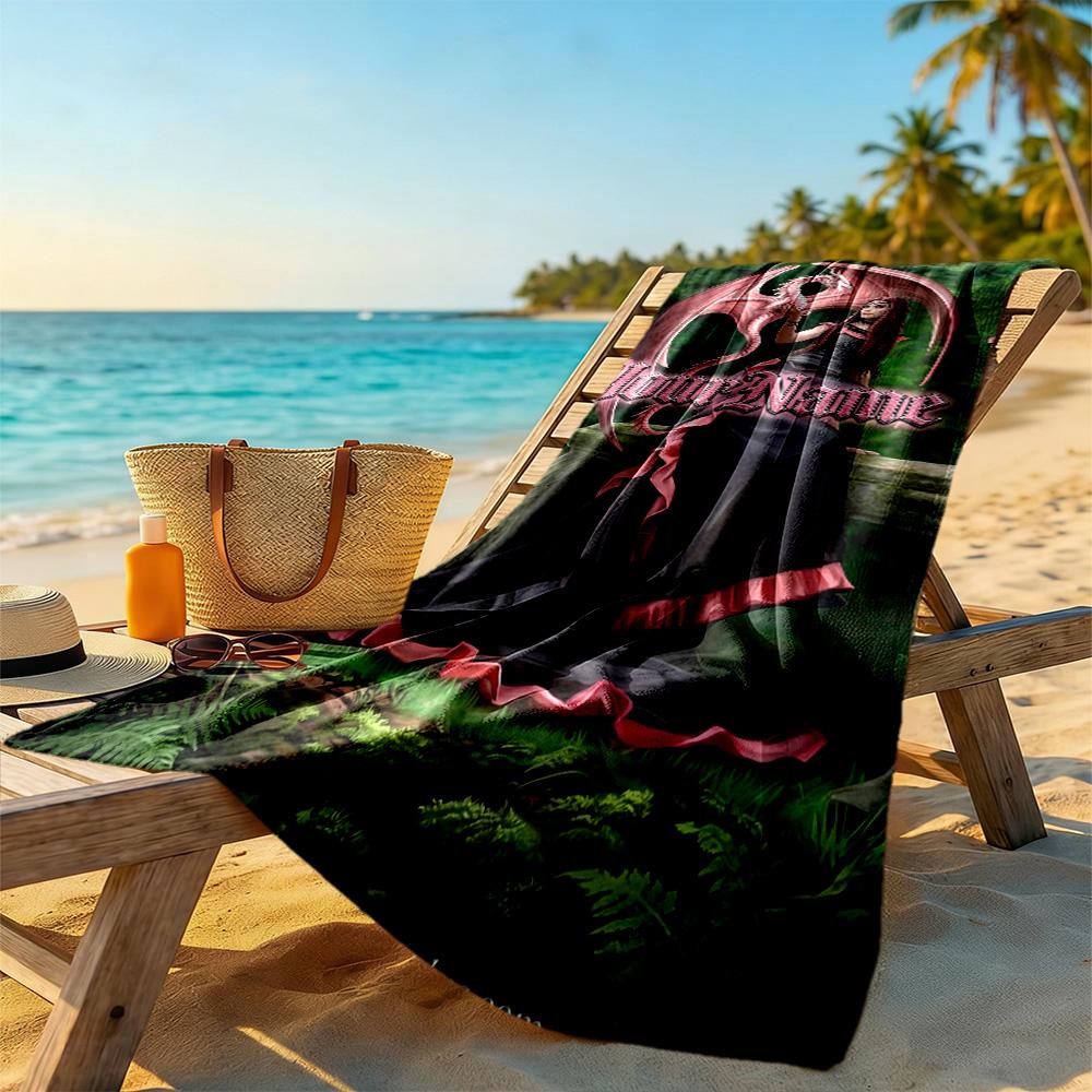 Gothic Illustrations Customizable Name Beach Towel Soft Durable Quick-Dry