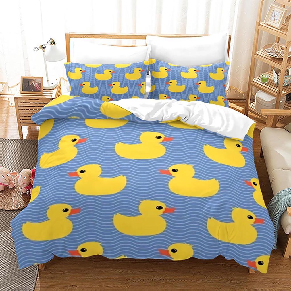 Комплект постельного белья Yellow duck Single Twin Full Queen King Size Комплект постельного белья Little duck Aldult Kid Bedroom Duvetcover Sets 3D Print 020