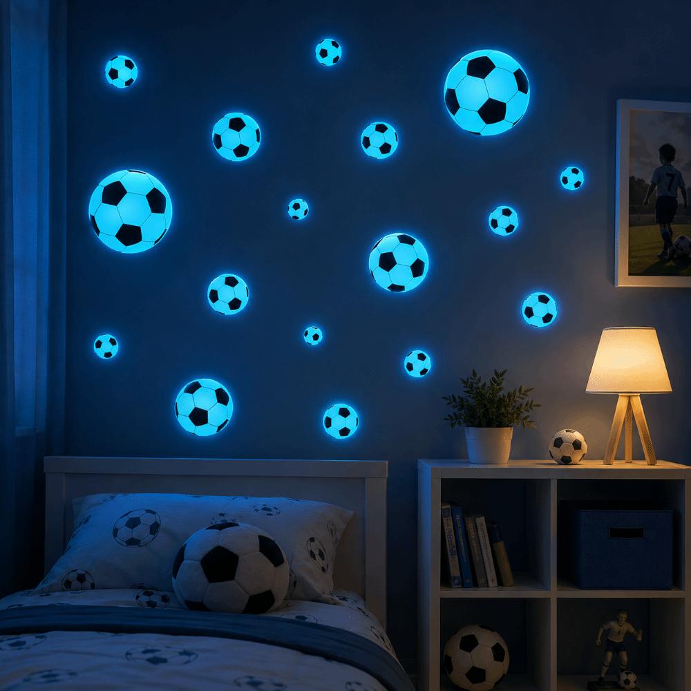 Glow in The Dark Cartoon Football Stickers Creative Glowing Football Stickers Soccer Fan