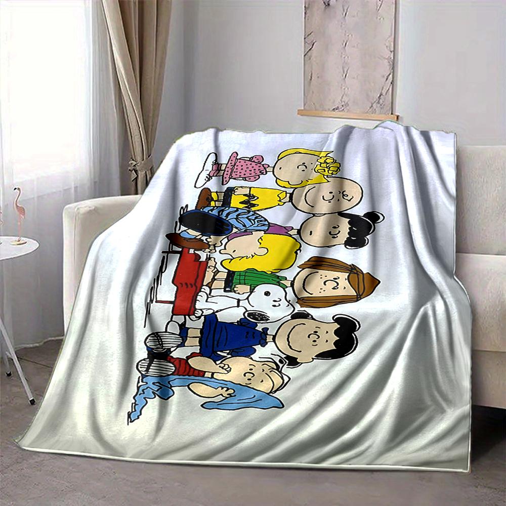 1Pc Peanuts Gang Adventure Flannel Blanket, Soft And Comfortable, Casual Warm, Camping Travel, Christmas, Halloween Xmas Gift S1664