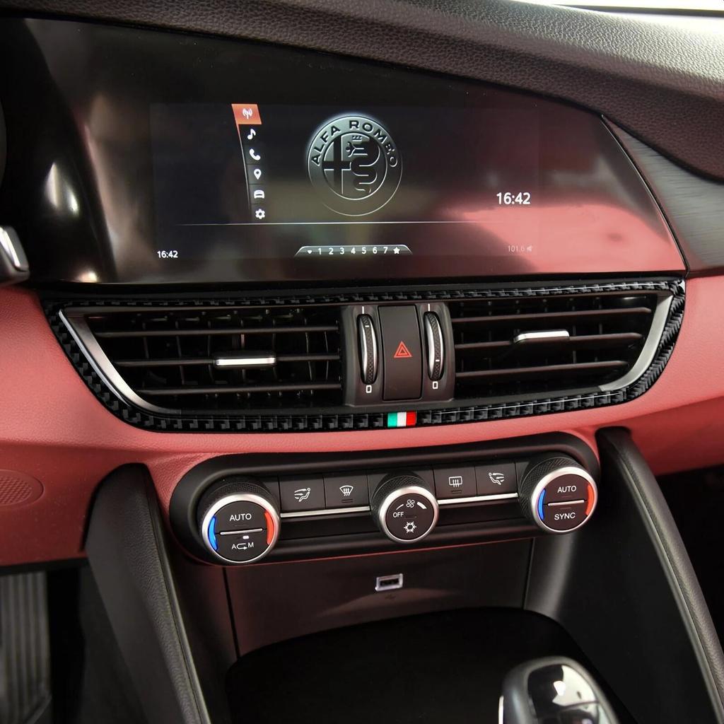 Car Air Vent Sticker Center Console AC Decals Carbon Fiber Trim For Alfa Romeo Giulia 952 2017 2018 Accessories