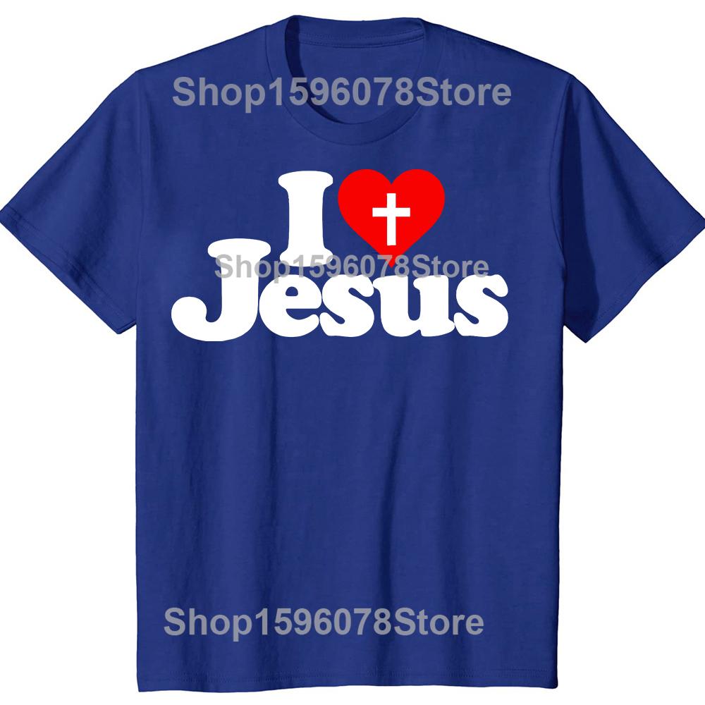 I Love Jesus T Shirt for Men Short Sleeved God Religion T-shirt Church Christian Tshirt Fashion Street Tee Top Gift