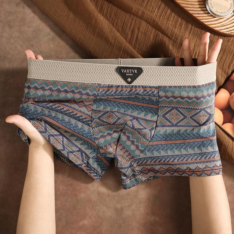 Мужские боксеры из чистого хлопка в этническом стиле - Удобные, дышащие, средней посадки, в американском стиле легкой роскоши