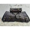Combo Of Black Vintage Leather 3 Saddle Bag Motorcycle Panniers Side Tool Bag