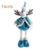Christmas Doll Ornament Plush Standing Santa Claus Reindeer Snowman Figure with Telescope Leg Blue Gnome Doll Toy for Tree Fireplace Window Table