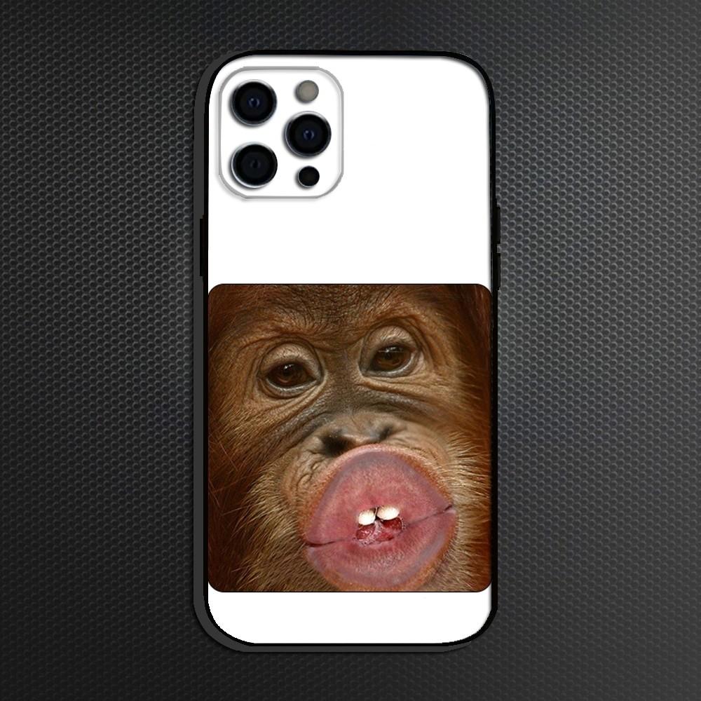 Смешные мемы с обезьянами Чехол для телефона для iPhone 16,15,14,13,12,11 Plus,Pro Max, Мягкий силиконовый черный чехол