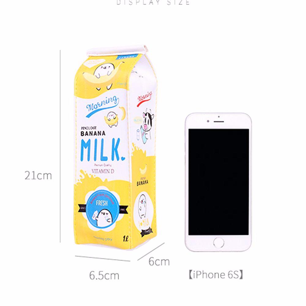 Big Storage Office Supply Cartoon Morning Milk Pen Bag Pencil Box Pencil Case Fruit Milk Carton