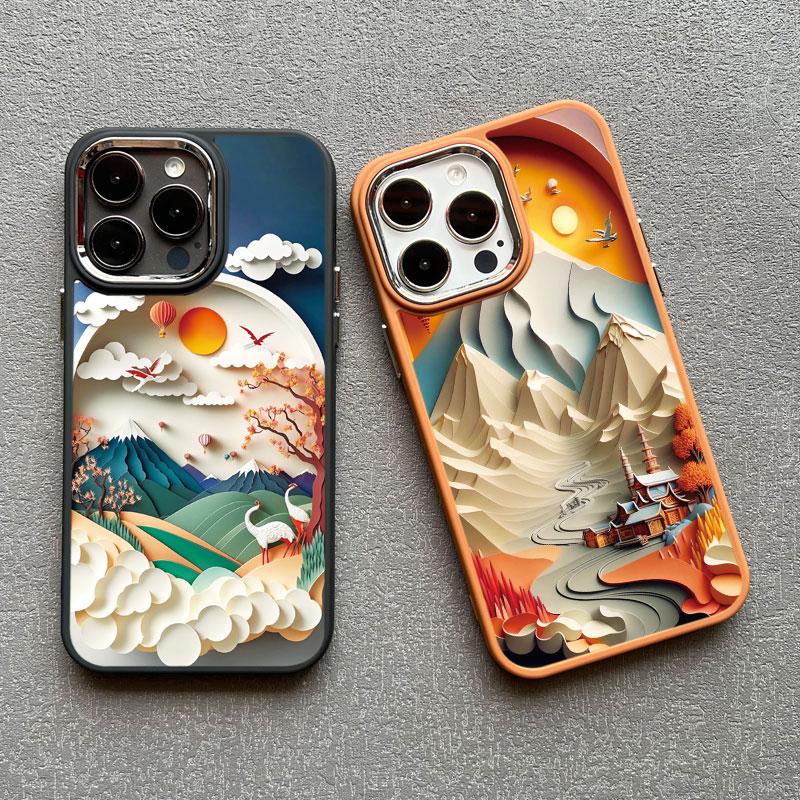Печать чехла для телефона с пейзажем Для iPhone 13 15 11 12 Pro Max 14 7 8 Plus SE2 XS X XR Креативные горы Ударопрочный Мягкий чехол