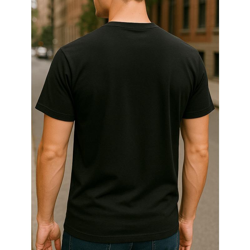 Европейские размеры Мужская повседневная футболка с коротким рукавом и круглым вырезом | Вдохновляющий принт с текстом, Подходит для повседневной носки и дома, Универсальный топ в уличном стиле