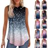Женская мода повседневный безрукавка жилет винтажный принт круглый вырез без рукавов топ