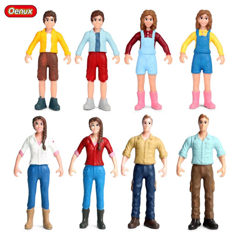 Plastic Farm Figures: Farmer, Woman, Ranch Worker, Police