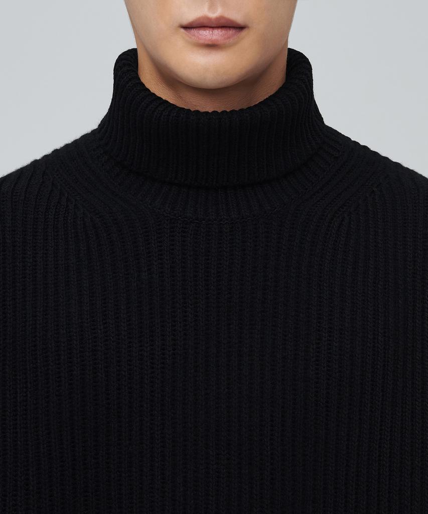MUSINSA STANDARD Lambswool Ribbed Turtleneck Knit [Black]
