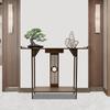 2-Layer Walnut Color Bamboo Entryway Table with Drawer & Storage Shelf, 800 Lbs Capacity Console Table for Living Room, Hallway