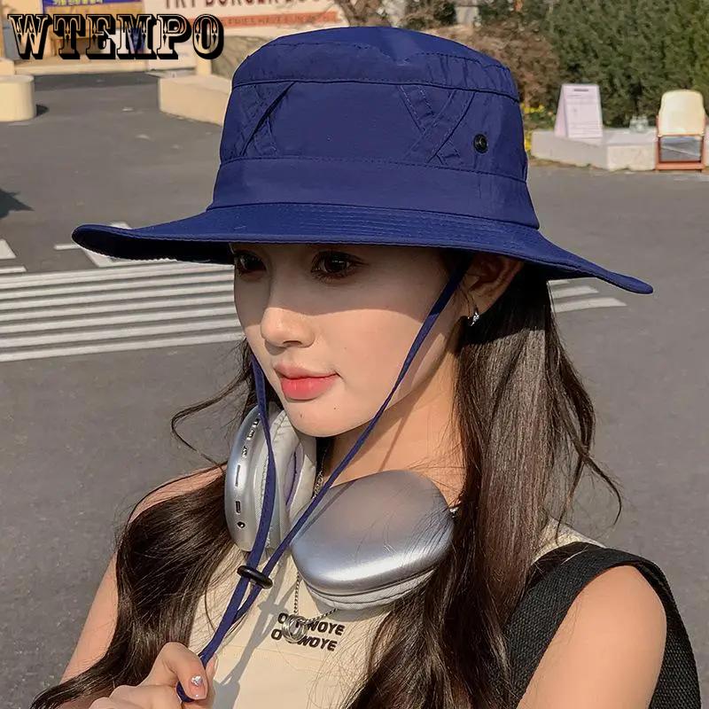 WTEMPO Ветрозащитная веревка однотонная складная шляпа весна-лето женская с широкими полями для путешествий, пляжа, походов, дышащая шляпа