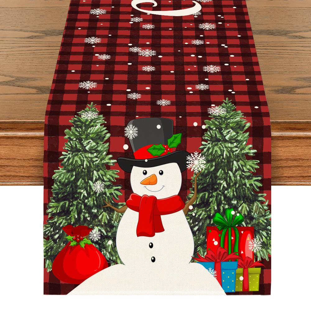 Christmas Tablecloth Creative Snowman Print Holiday Table Decorations Tablecloth