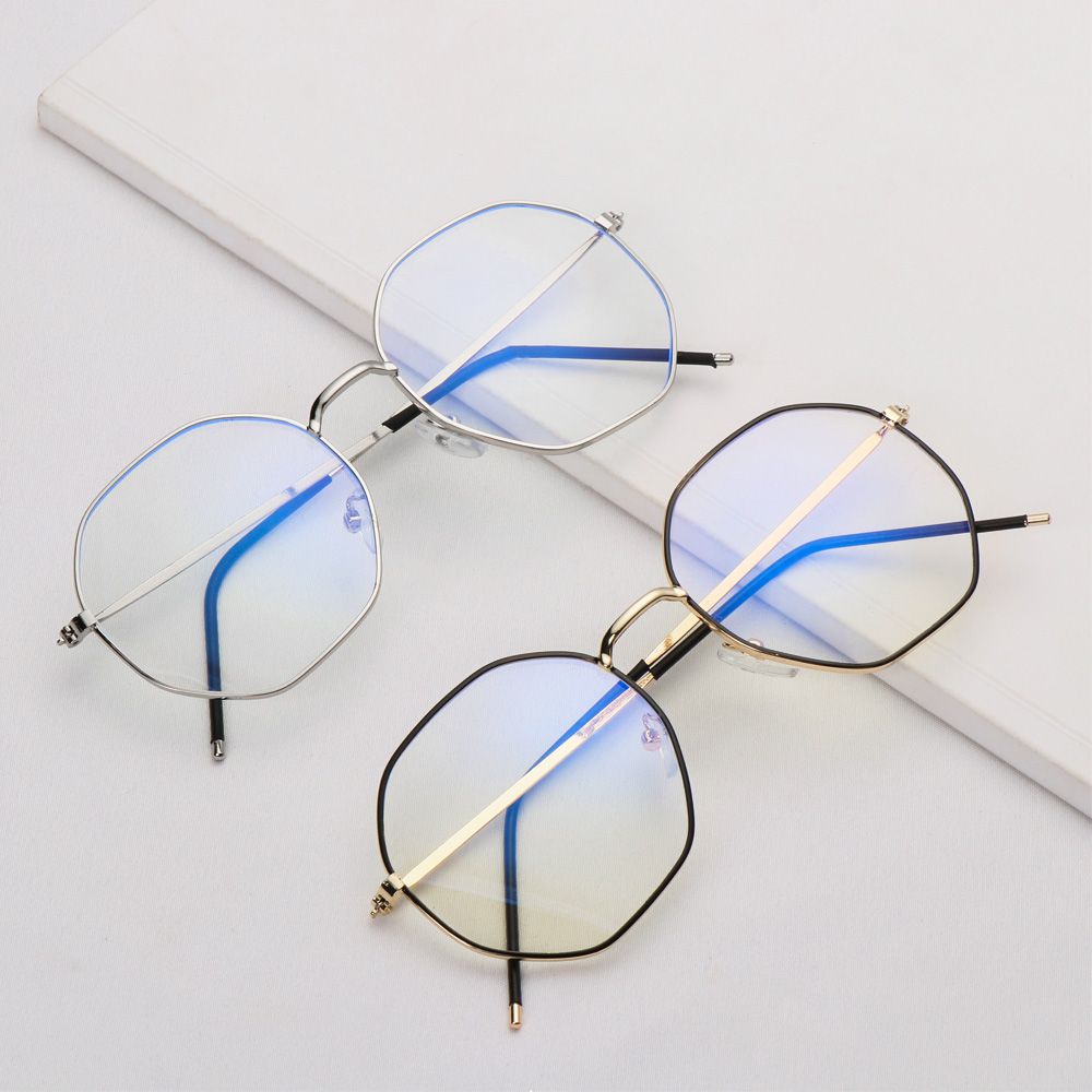 Computer Portable Polygon Eye Protection Metal Glasses Ultra Light Frame Anti-Blue Light Eyeglasses