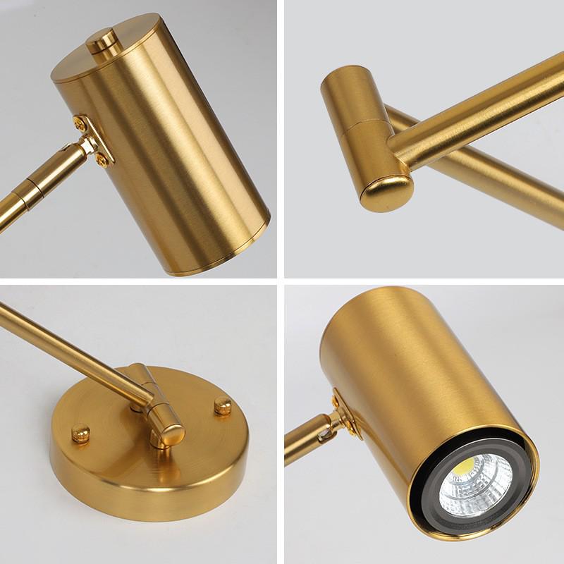 Минималистичный настенный светильник с двойным поворотным кронштейном и регулируемым светодиодным светом для спальни или кабинета